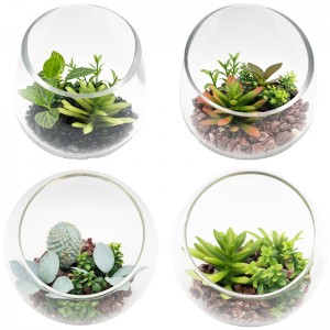 Sztuczne sukulenty ze szklanym blatem Dekoracyjny wazon z kulami